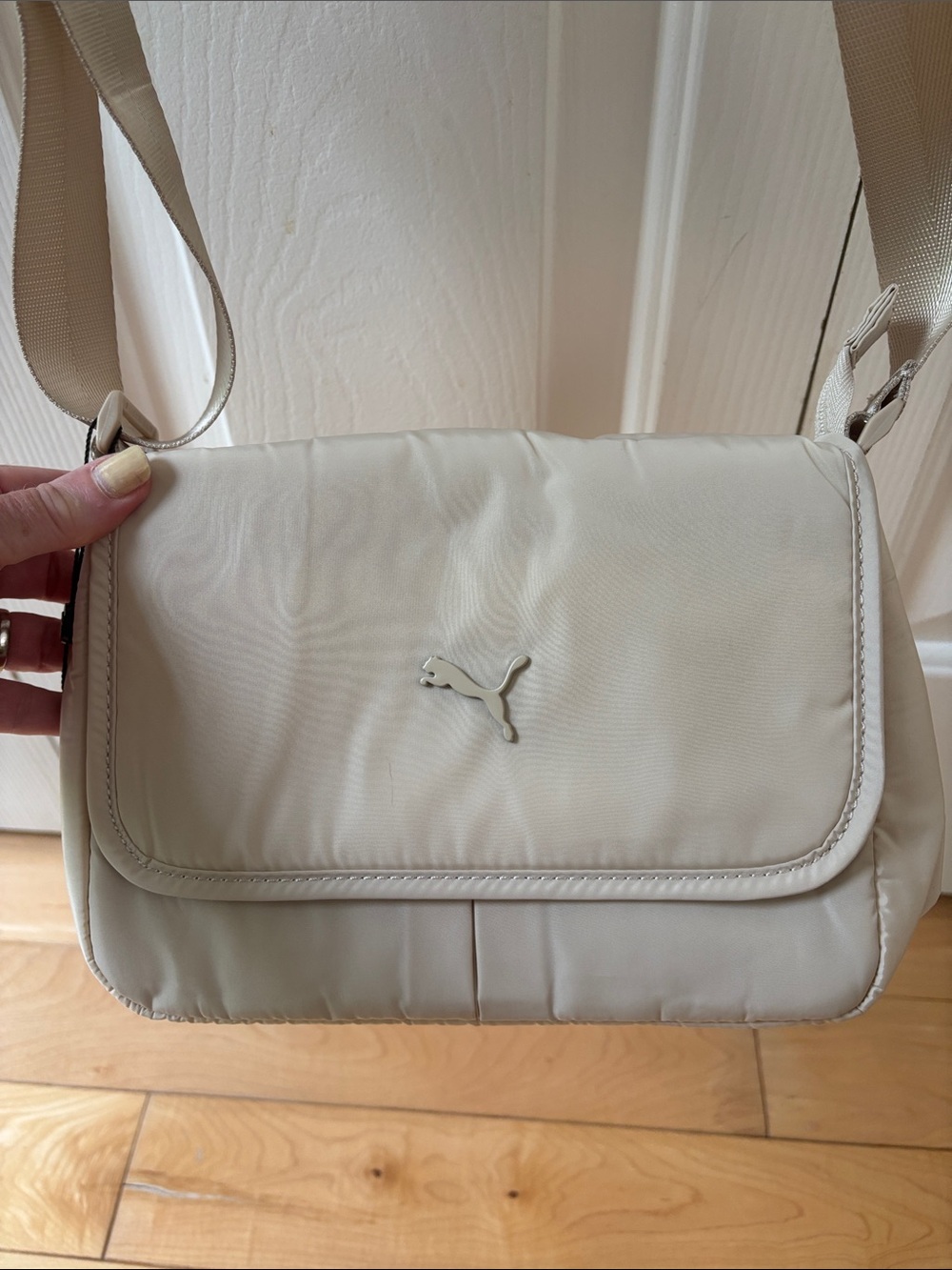 Puma Light Beige Nylon Crossbody Bag with Adjustable Strap - Picture 3 of 12